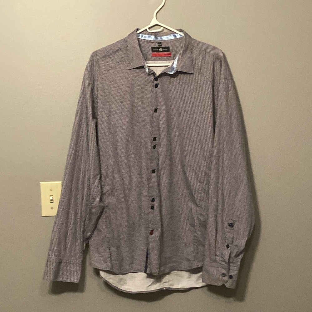 Stone Rose black with white speck button down tapered dress shirt.